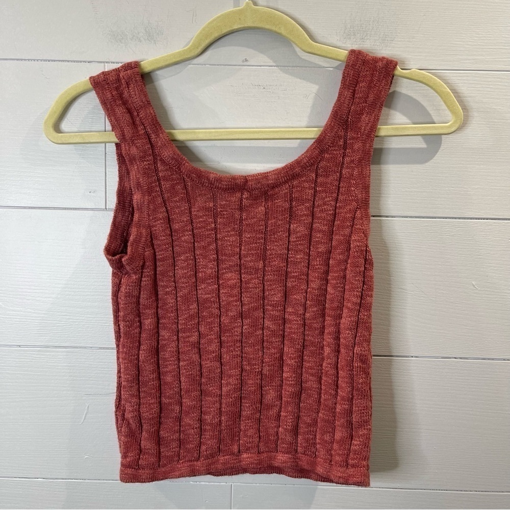 Hem & Thread Rust Red Ribbed Button-Front Tank Top - Picture 8 of 8